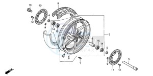 VFR750F drawing FRONT WHEEL (VFR750FL/FM/FN/FP)