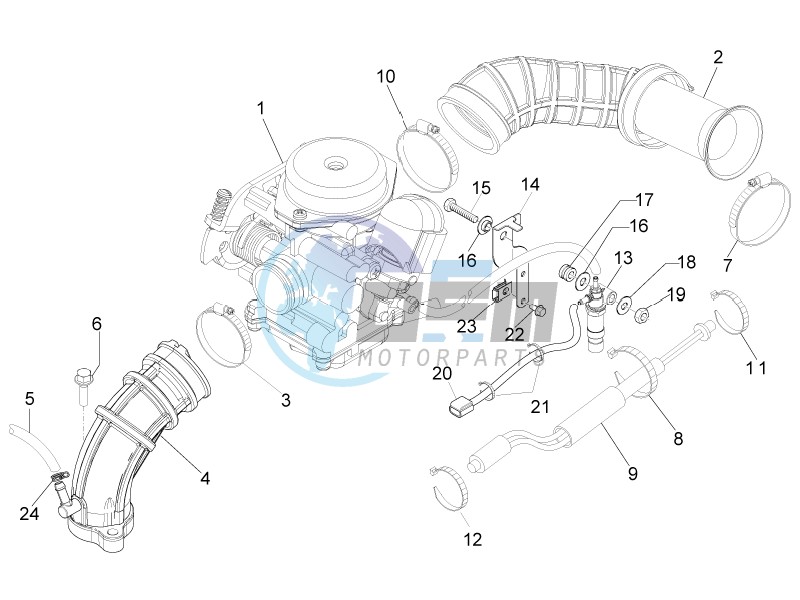 Carburettor, assembly - Union pipe