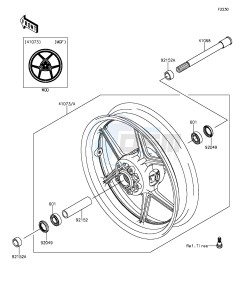 Z1000SX_ABS ZX1000MEF FR GB XX (EU ME A(FRICA) drawing Front Hub