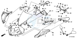 CBR125RTD CBR125RT UK - (E) drawing UPPER COWL