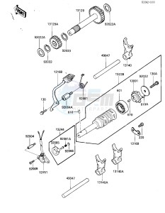 KLF 185 A [BAYOU 185] (A1-A1A) [BAYOU 185] drawing GEAR CHANGE DRUM & FORKS