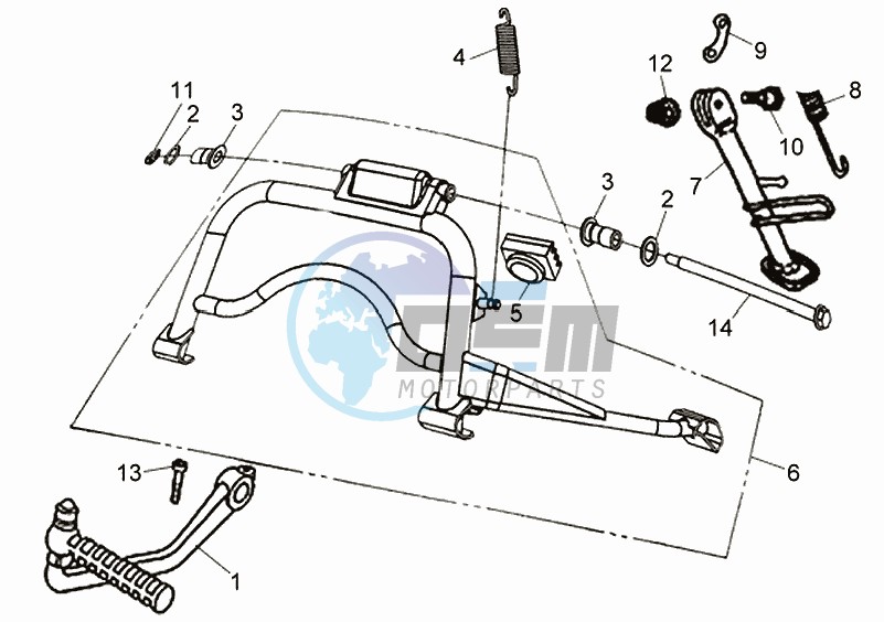 CENTRAL STAND - SIDE STAND - KICKSTARTER PEDAL