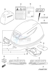 DF 9.9B drawing Engine Cover - w/Power Tilt