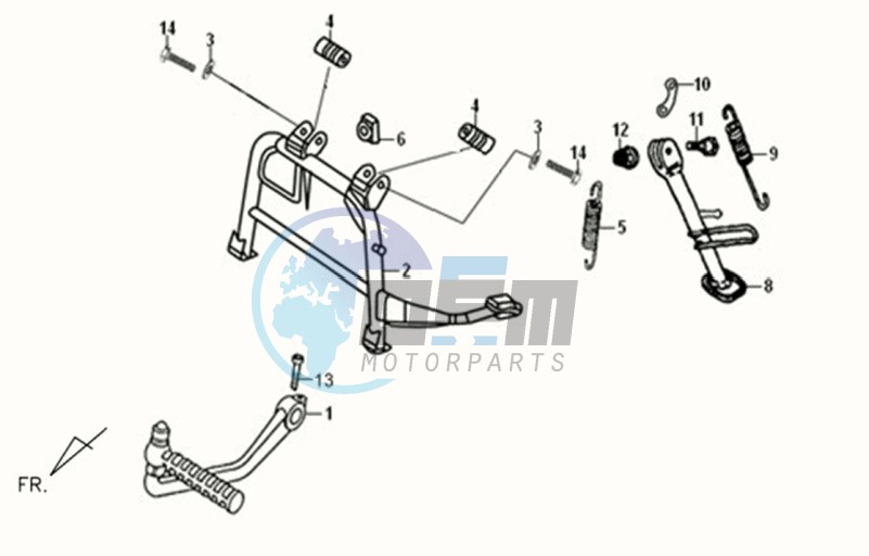 CENTRAL STAND -SIDE STAND- KICKSTARTER PEDAL