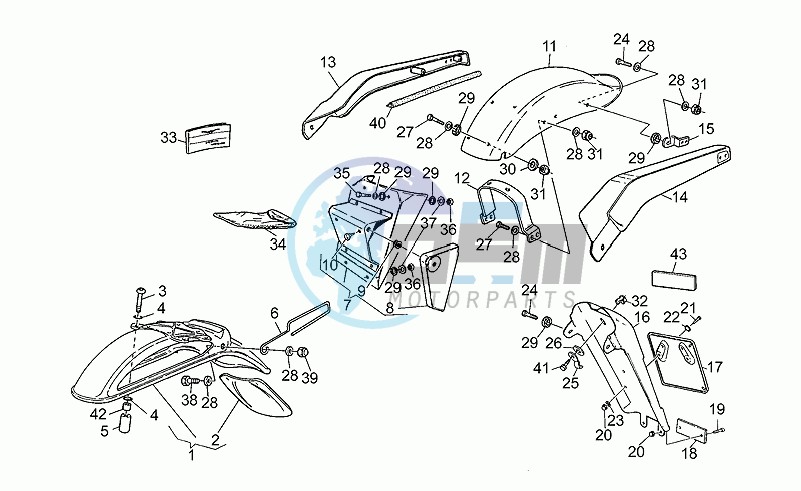 Front/rear mudguards