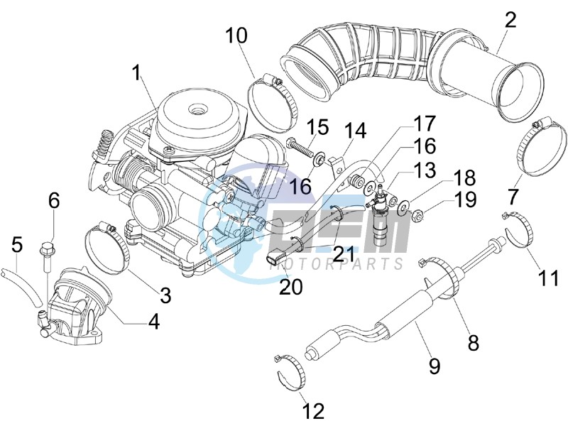 Carburettor  assembly - Union pipe