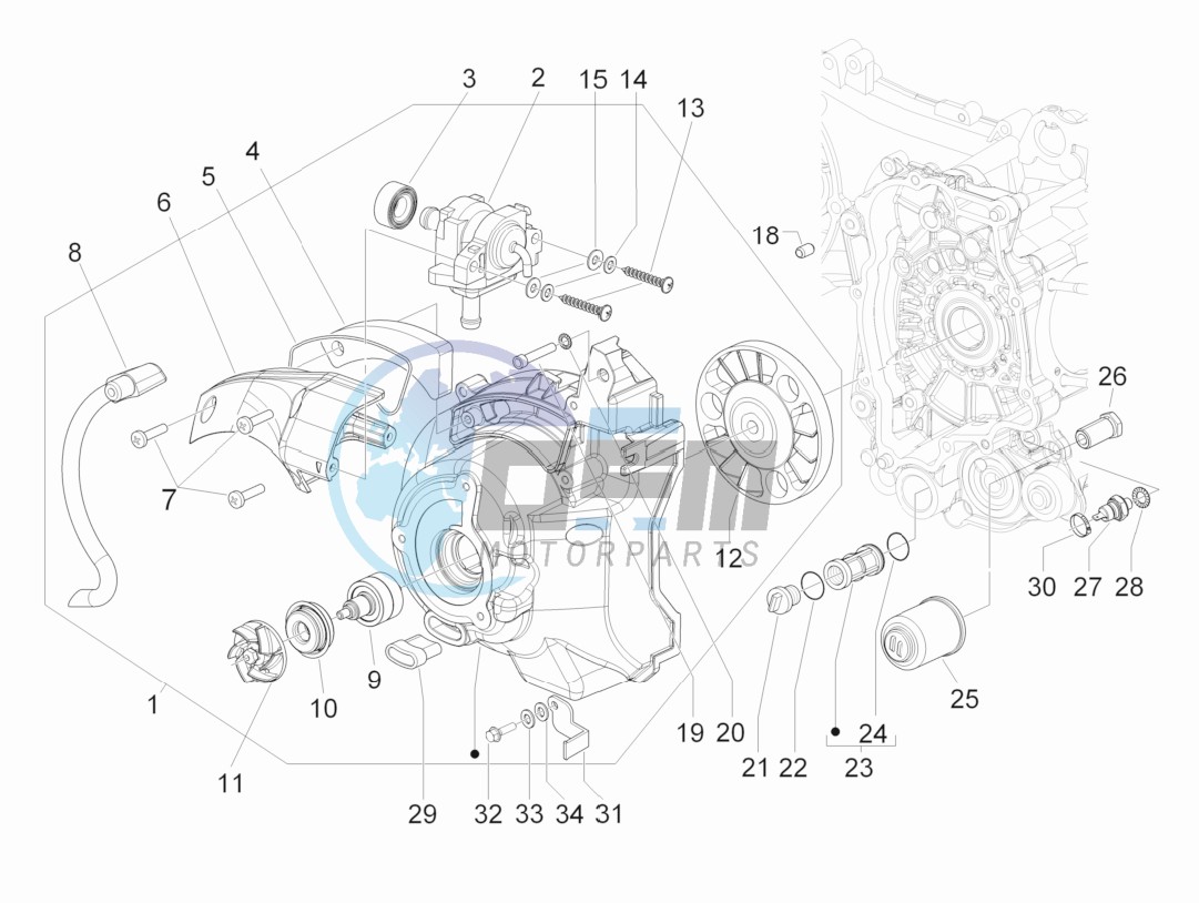 Flywheel magneto cover - Oil filter