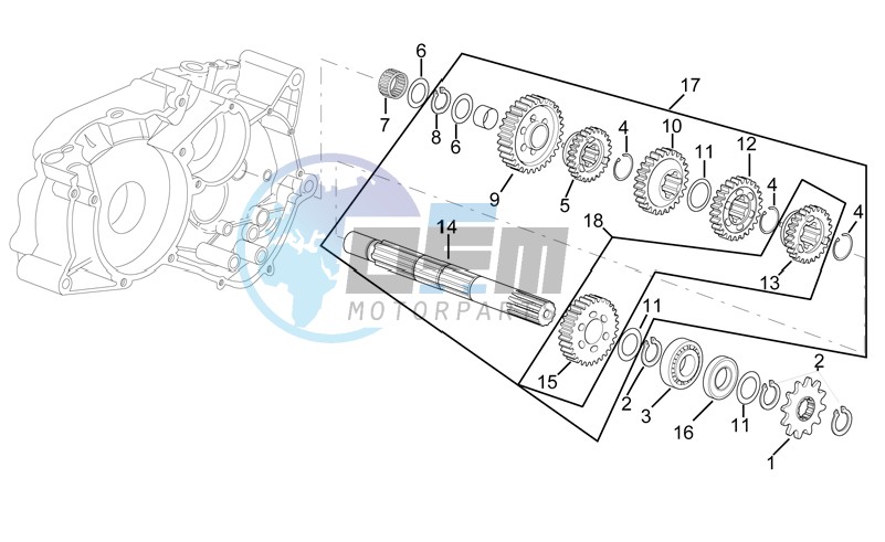 Gearbox driven shaft I