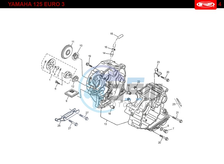 CRANKCASE  Yamaha 125 4t Euro 3