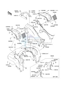 KVF 650 F [BRUTE FORCE 650 4X4I] (F6F-F9F ) F8F drawing FRONT FENDER-- S- -