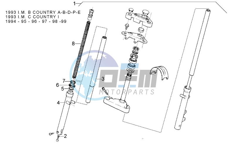 Front fork 93-99 - RH Sleeve