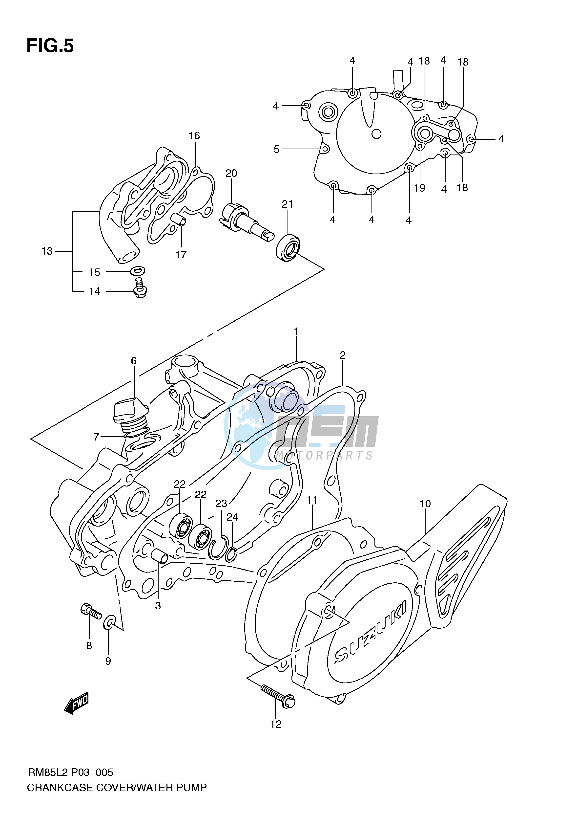 CRANKCASE COVER- WATER PUMP