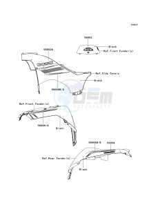 KVF 650 F [BRUTE FORCE 650 4X4I] (F6F-F9F ) F8F drawing DECALS-- BLACK- --- F8F- -