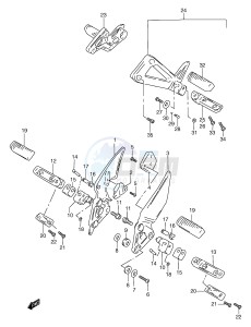 GSF1200 (E2) Bandit drawing FOOTREST (MODEL T)