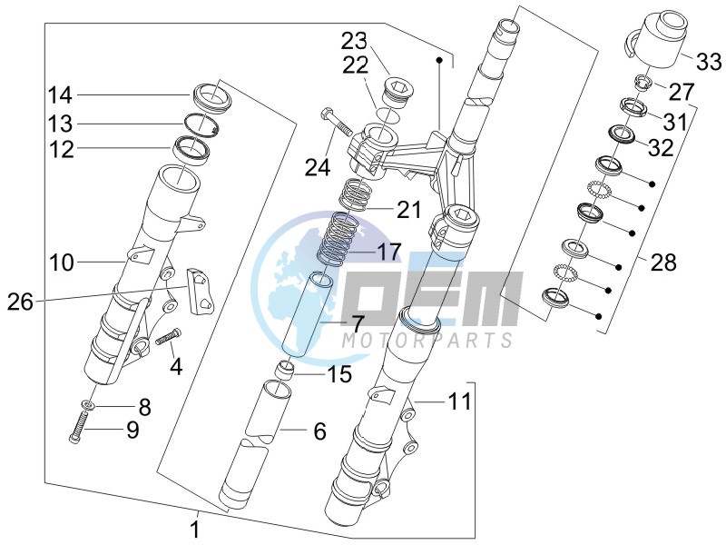 Fork steering tube - Steering bearing unit