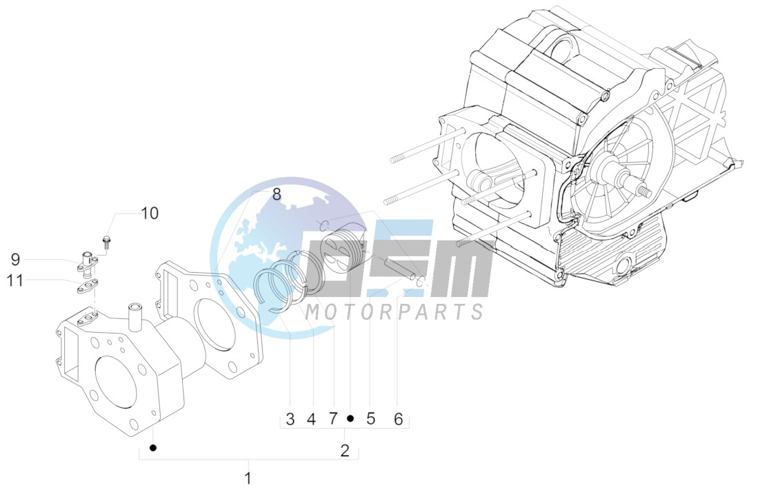 Cylinder-piston-wrist pin unit