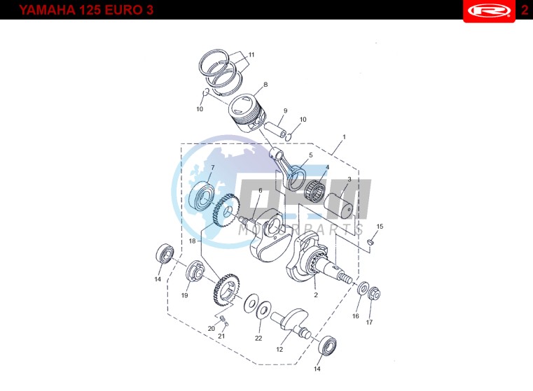 PISTON - CRANKSHAFT  Yamaha 125 4t Euro 3