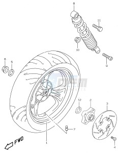 AY50 (V-W-X-Y) katana drawing REAR WHEEL (model AY50W WR X)