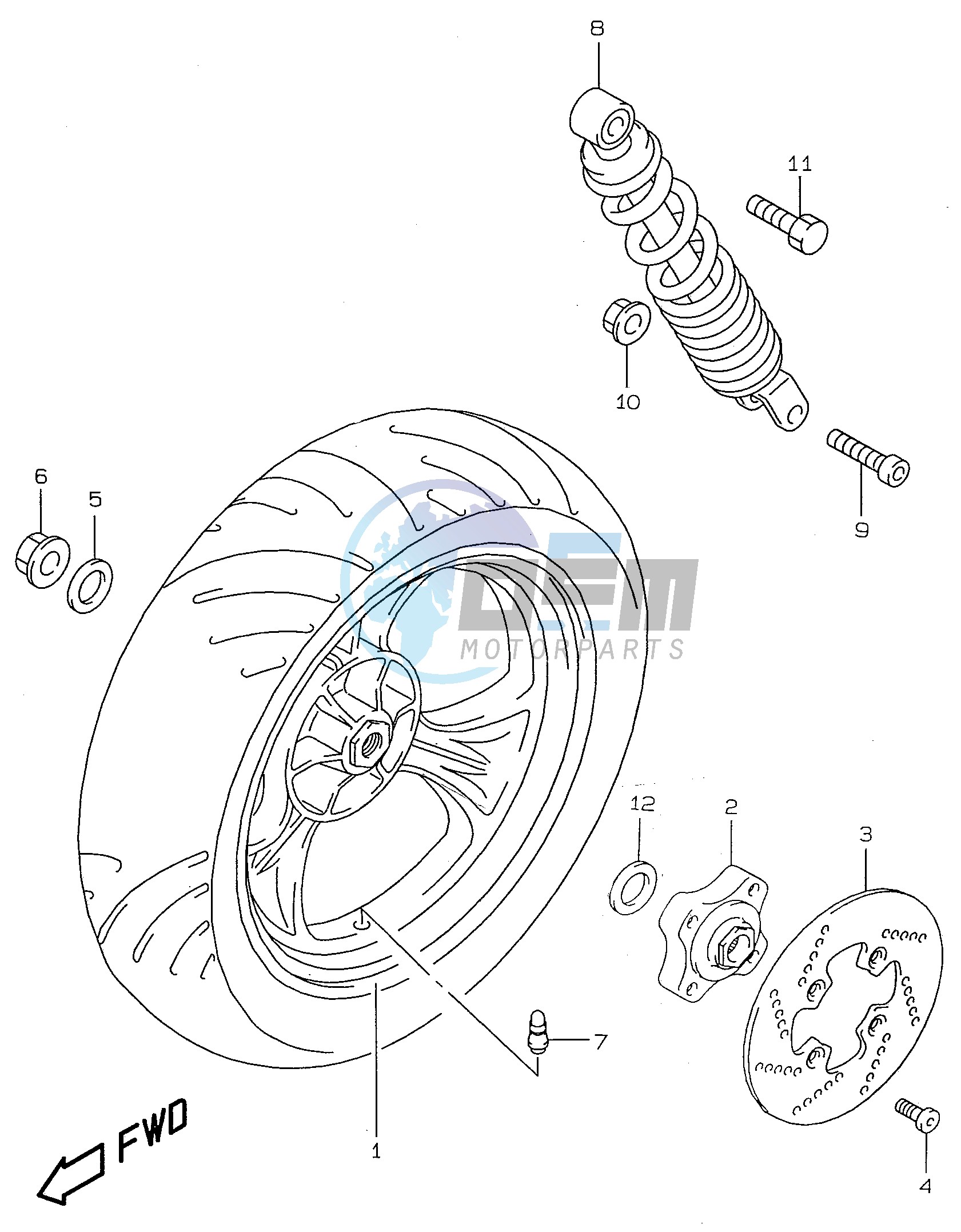 REAR WHEEL (model AY50W WR X)