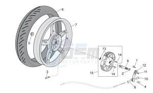 Scarabeo 100 4T e3 net drawing Rear wheel - drum brake