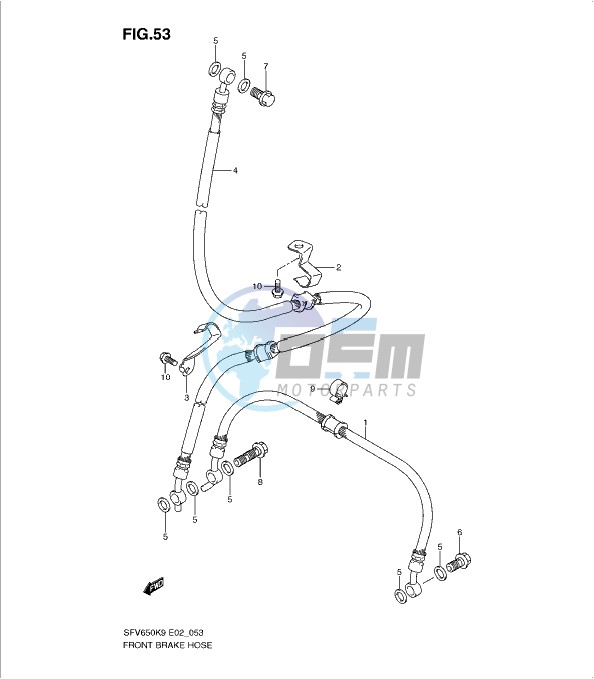 FRONT BRAKE HOSE (SFV650 K9 - L4)