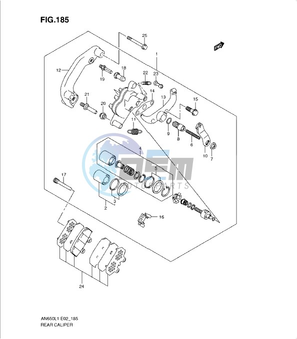 REAR CALIPER (AN650AL1 E19)