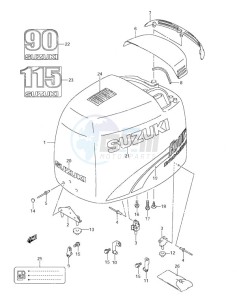 DF 115 drawing Engine Cover (2001 to 2002)