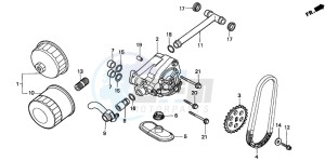 VT750C drawing OIL FILTER/OIL PUMP