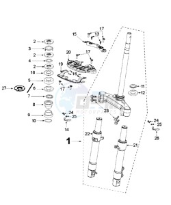 DJANGO 125 EVASION drawing FRONT FORK / STEERINGHEAD