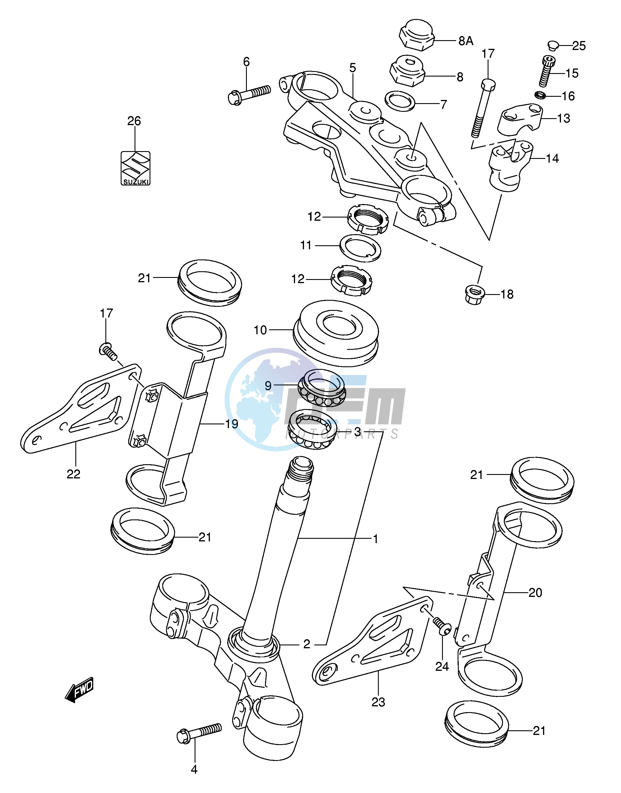 STEERING STEM (SV650K3 UK3 K4 UK4 K5 UK5 K6 UK6 K7 UK7 AK7 UAK7)