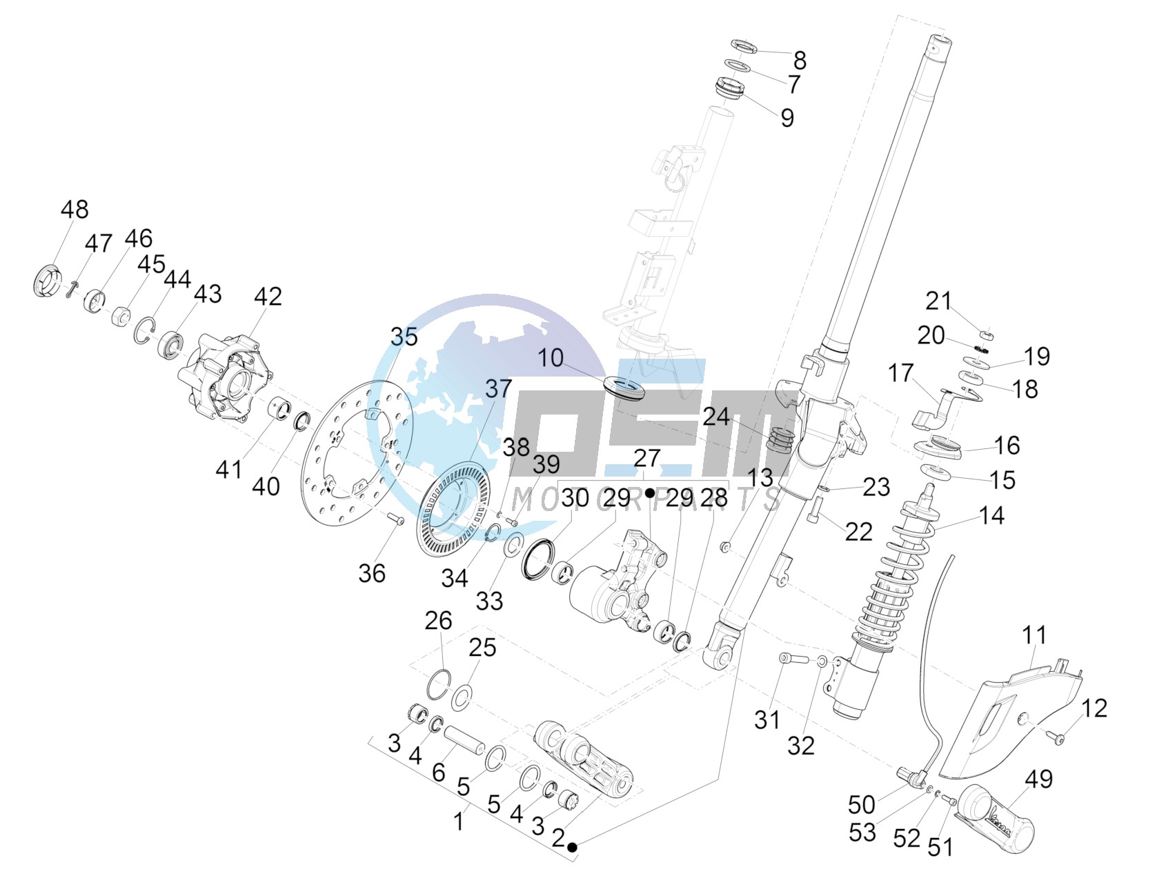 Fork/steering tube - Steering bearing unit