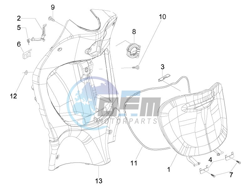 Front glove-box - Knee-guard panel