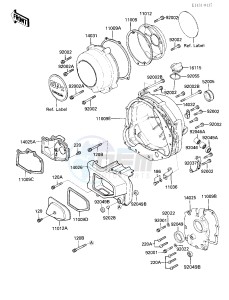 ZX 750 E [GPZ 750 TURBO] (E1-E2) [GPZ 750 TURBO] drawing ENGINE COVERS