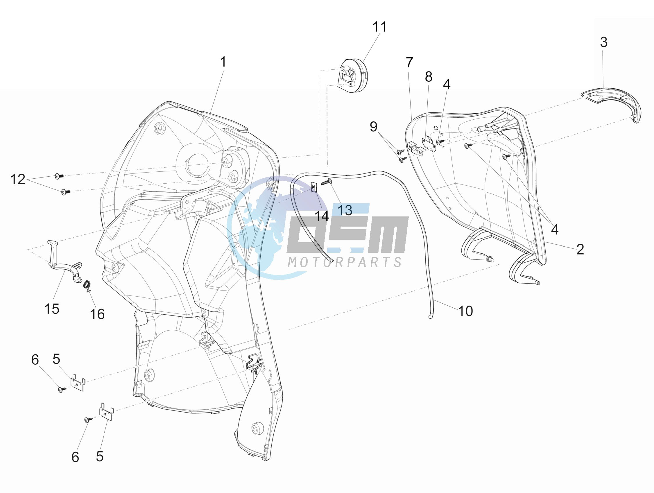 Front glove-box - Knee-guard panel