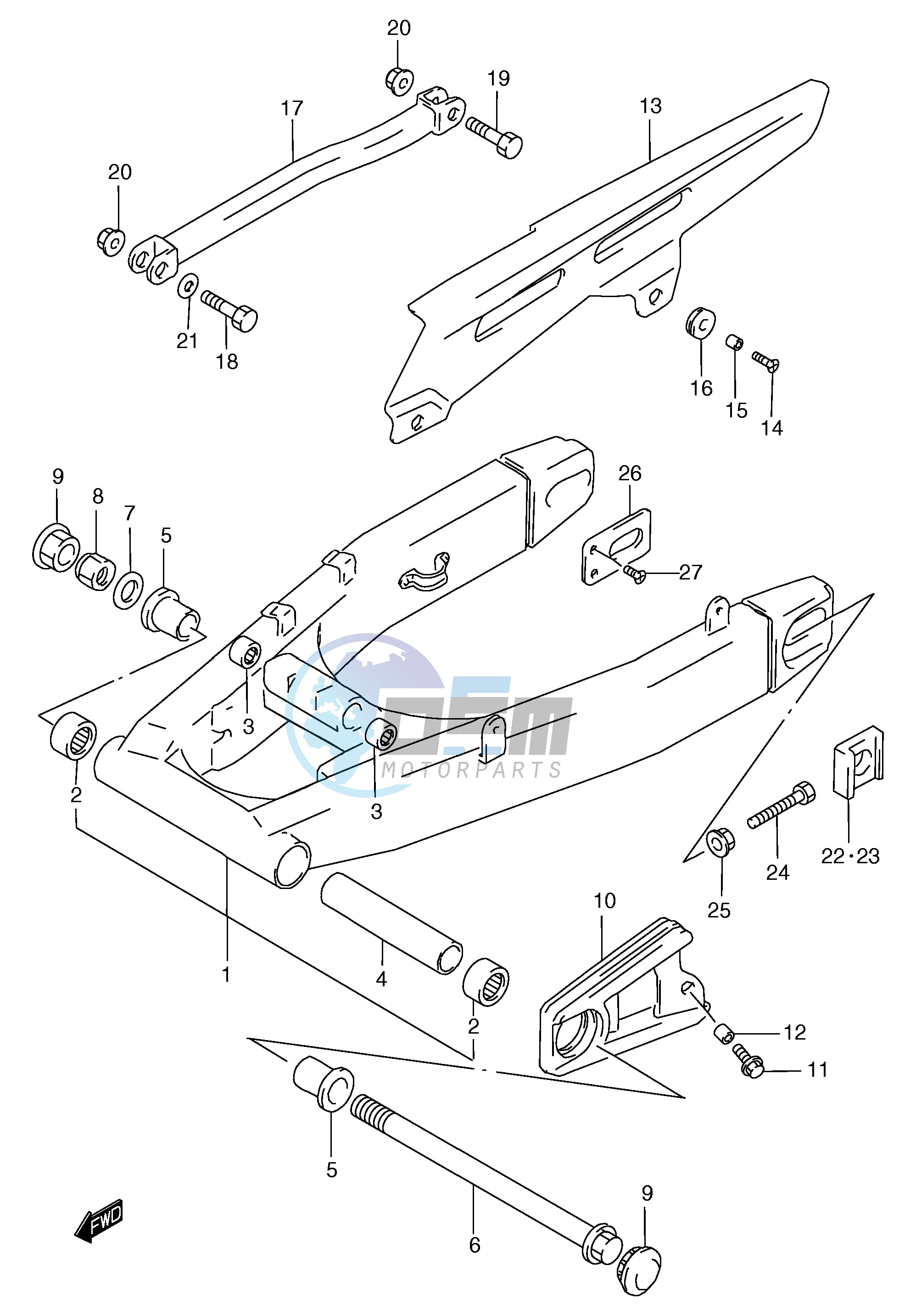 REAR SWINGING ARM (GSF1200T V W X Y ST SV SW SX SY)