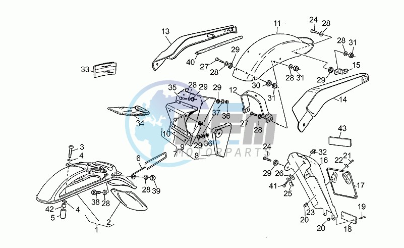 Front/rear mudguards