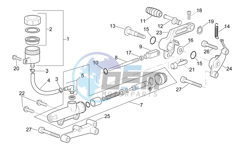 Rear master brake cylinder