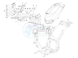 Liberty 150 4t e3 moc drawing Central cover - Footrests