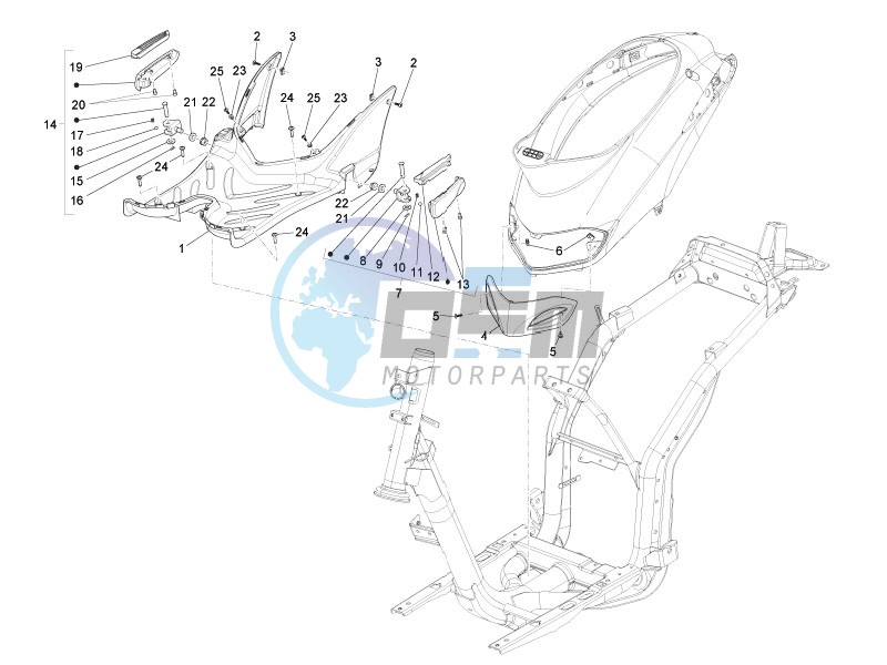 Central cover - Footrests