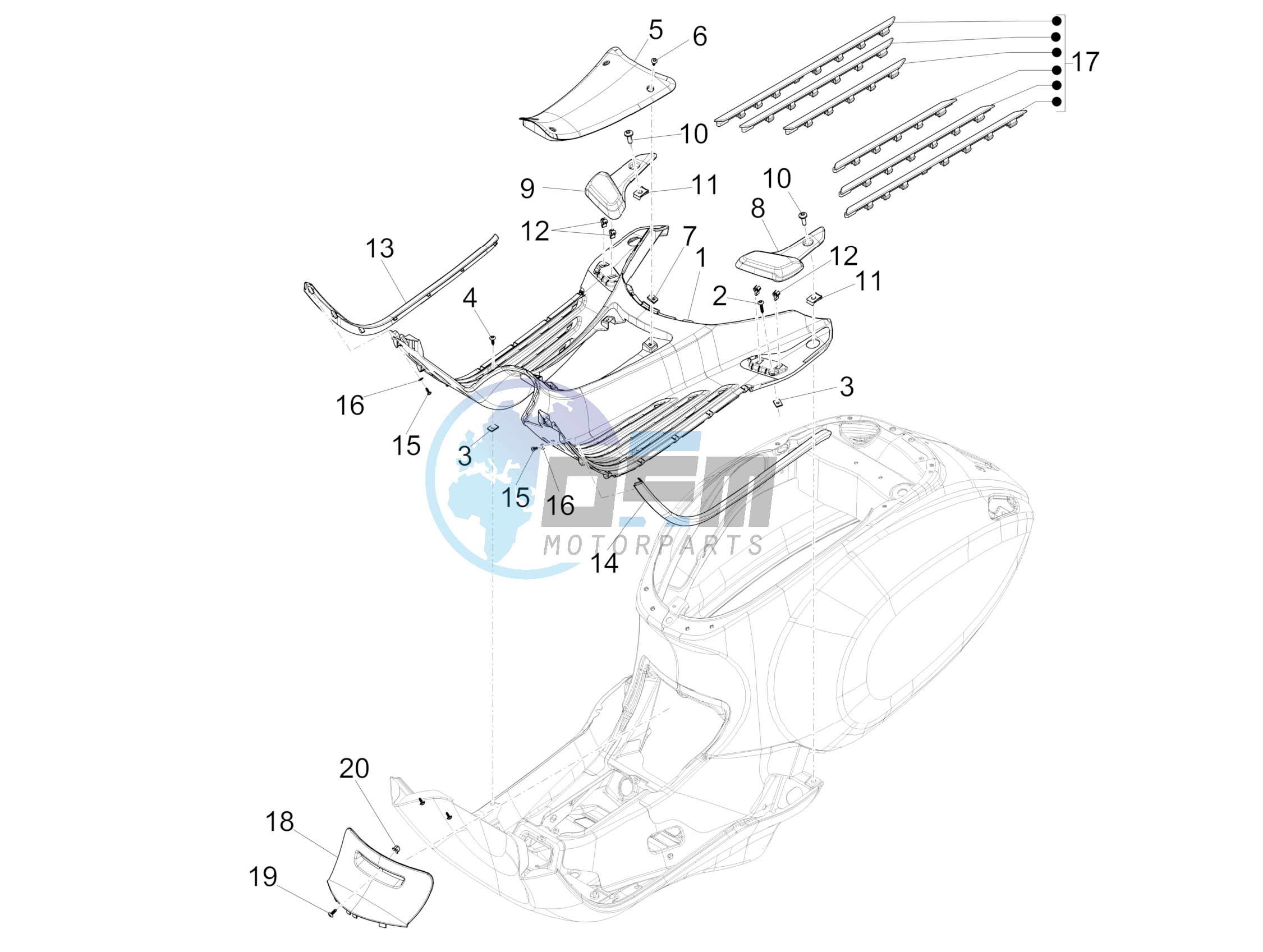 Central cover - Footrests