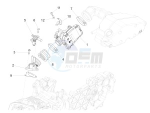 946 150 4T 3V ABS ARMANI (NAFTA) drawing Throttle body - Injector - Union pipe