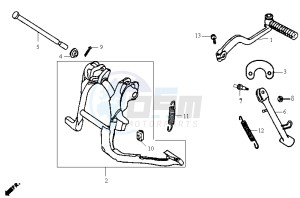 JET 50 KH ENGINE drawing CENTRAL STAND / SIDE STAND / KICKSTARTER PEDAL