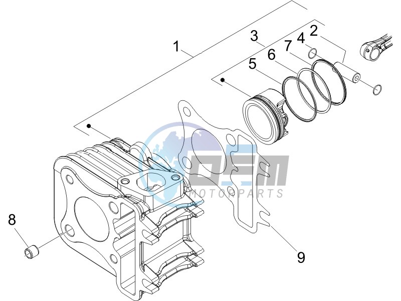 Cylinder-piston-wrist pin unit