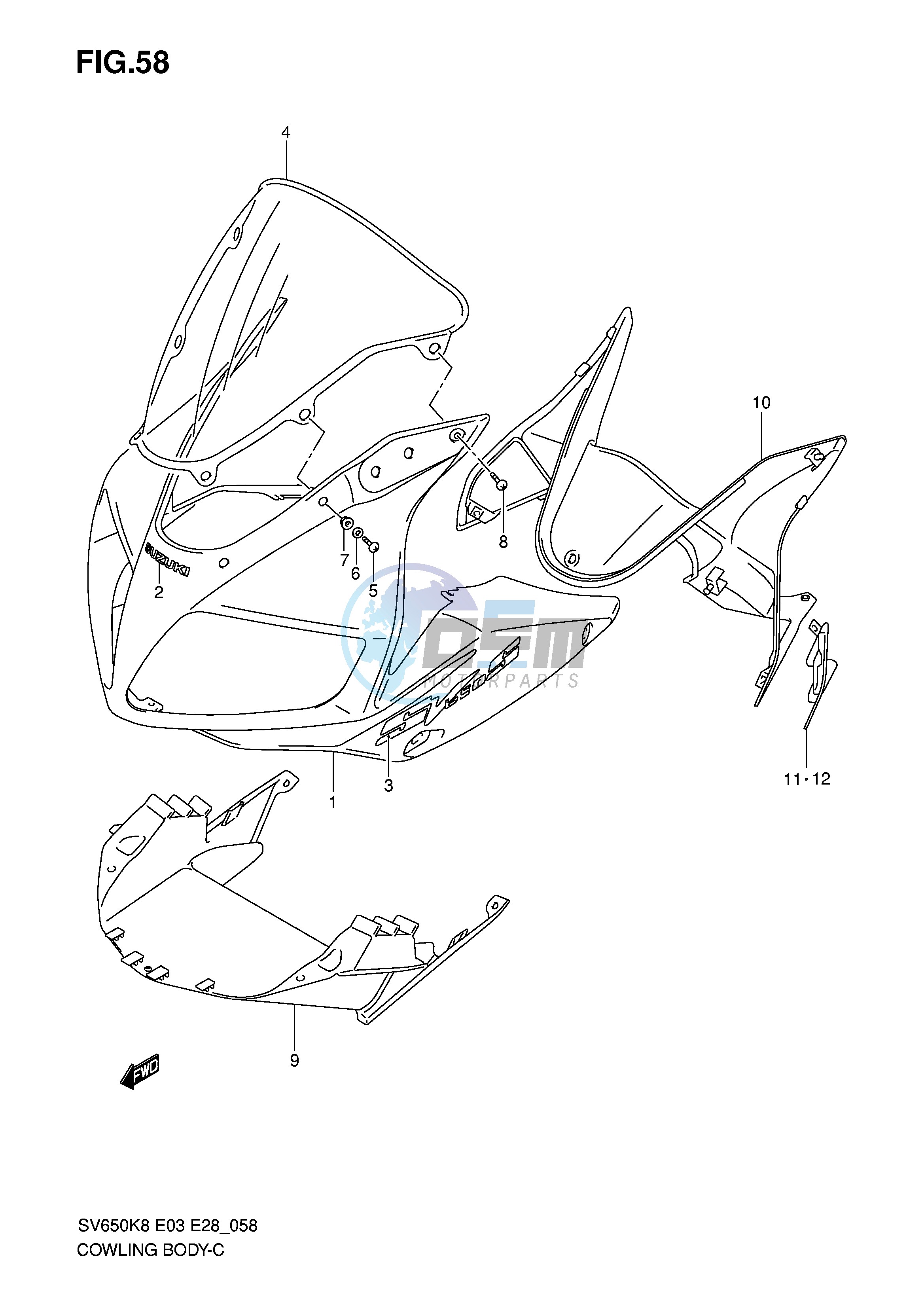 COWLING BODY (SV650S SAK8)