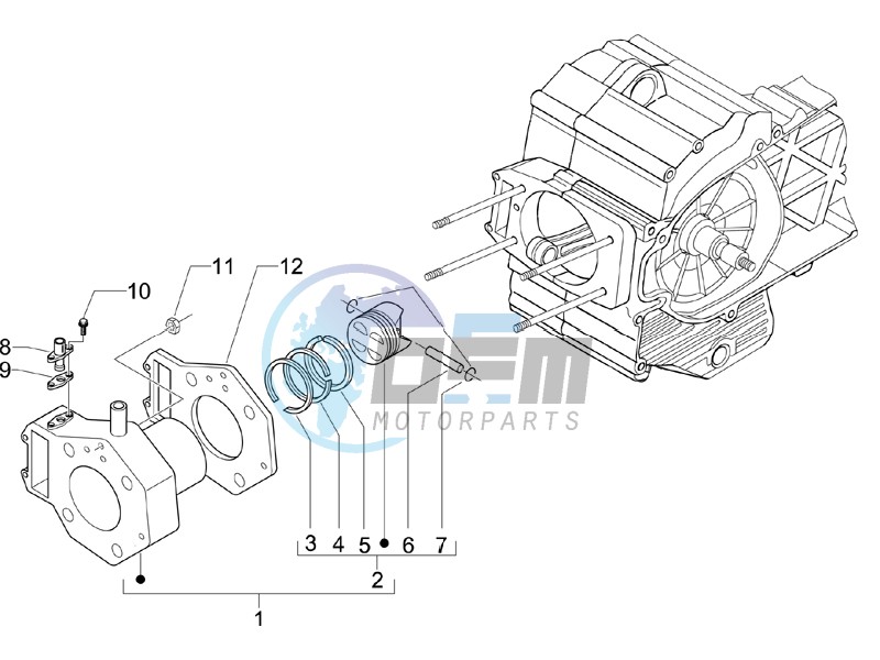 Cylinder-piston-wrist pin unit