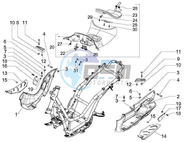 Central cover - Footrests