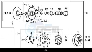 JOYRIDE 300 (LJ30W3-EU) (M3) drawing DRIVEN PULLEY ASSY