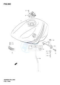 GS500 (P19) drawing FUEL TANK (MODEL K6)