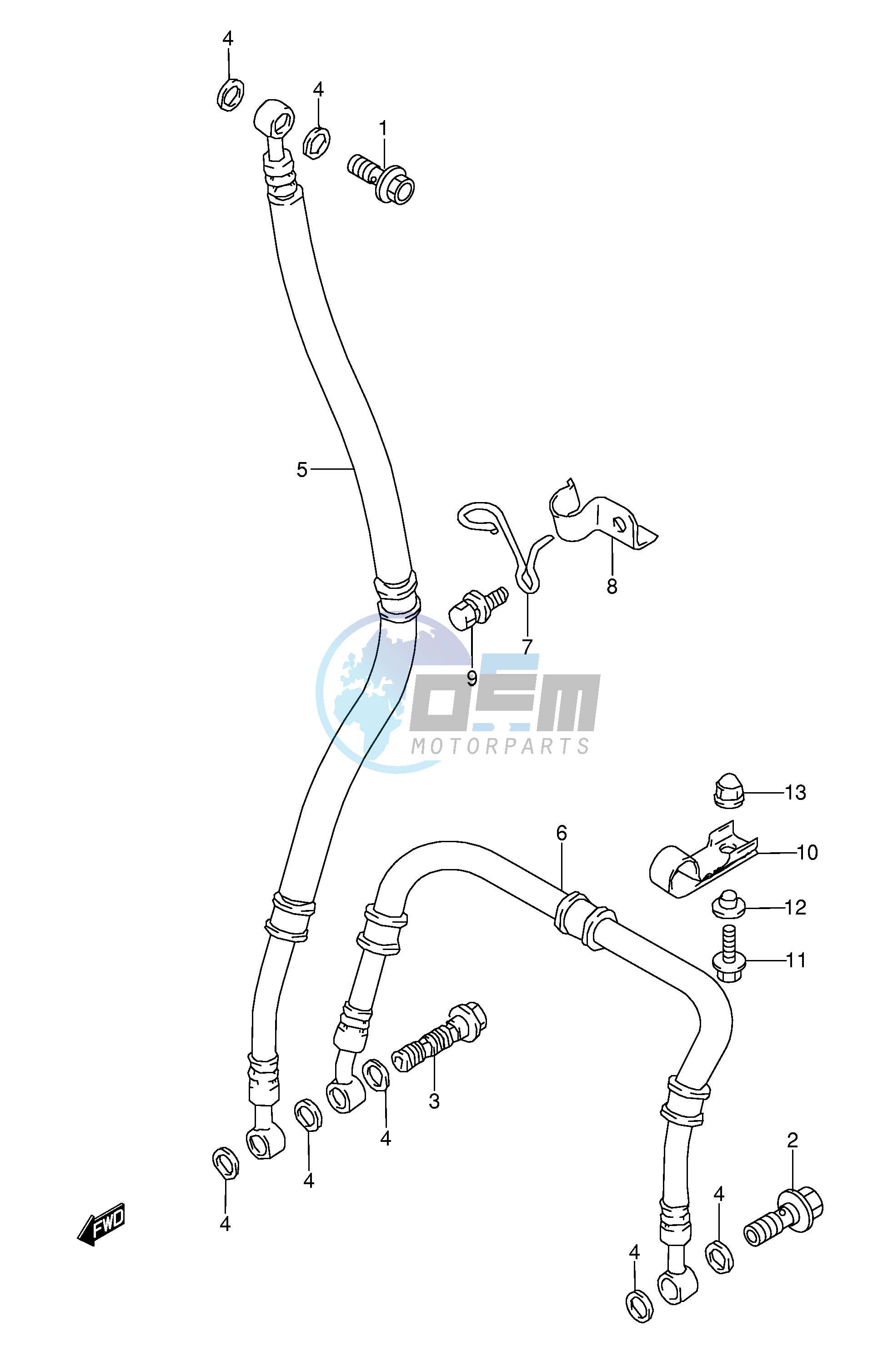 FRONT BRAKE HOSE (MODEL S T V W)