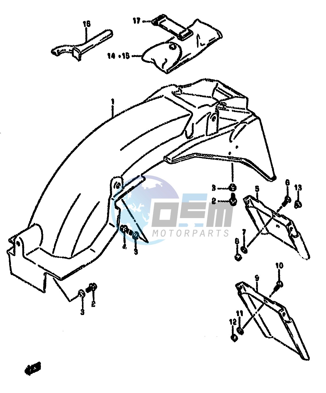 REAR FENDER (MODEL K L M N P R)